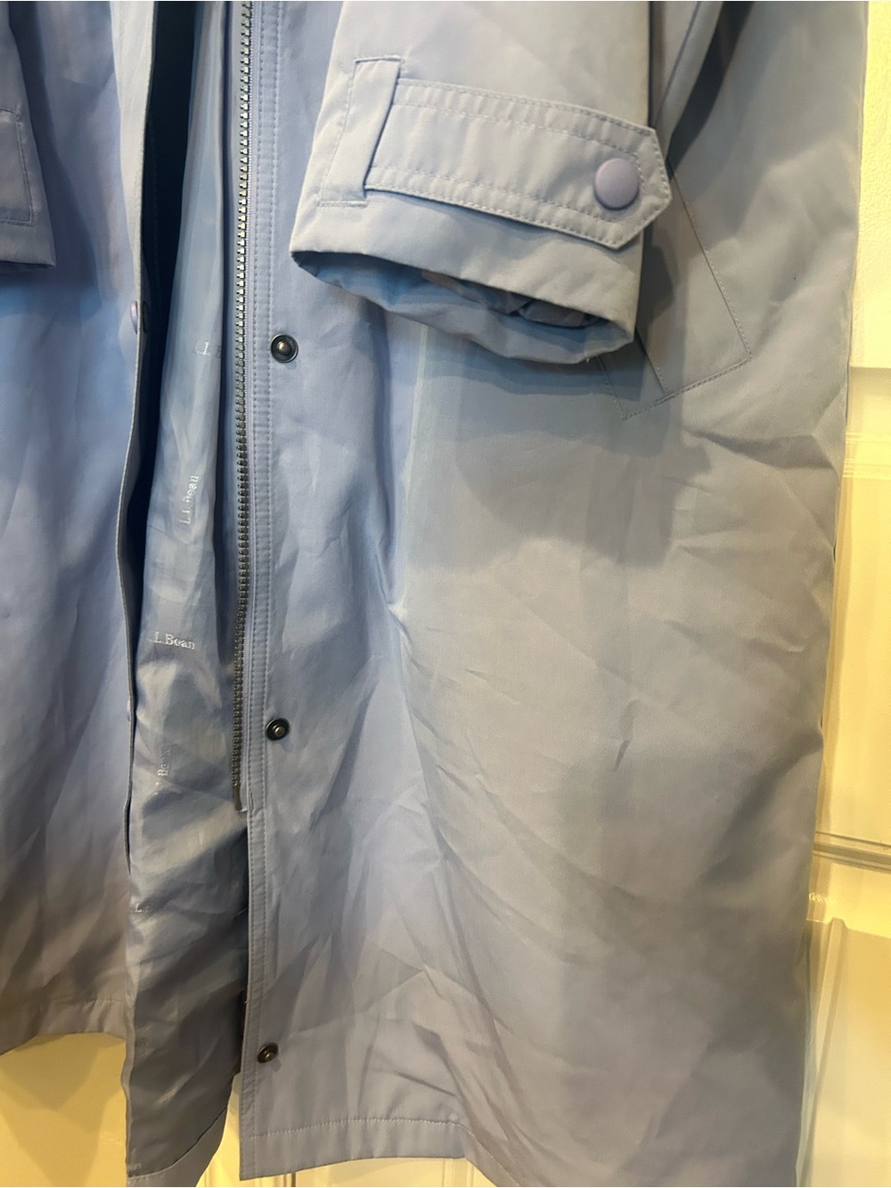 L.L. Bean Lilac Hooded Trench Coat - Picture 7 of 9
